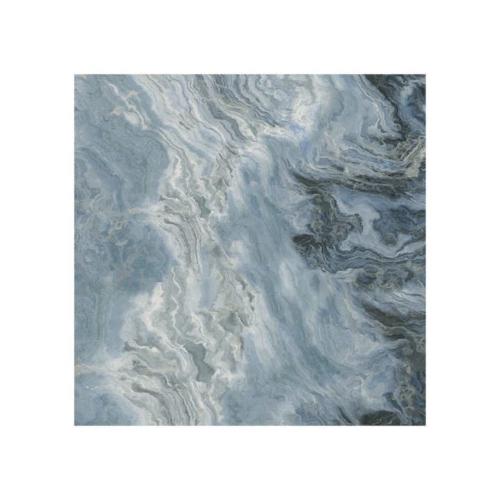 Gresie rectificata Sante Aqua, model marmura, 45x45 cm, finisaj lucios, Albastru marin
