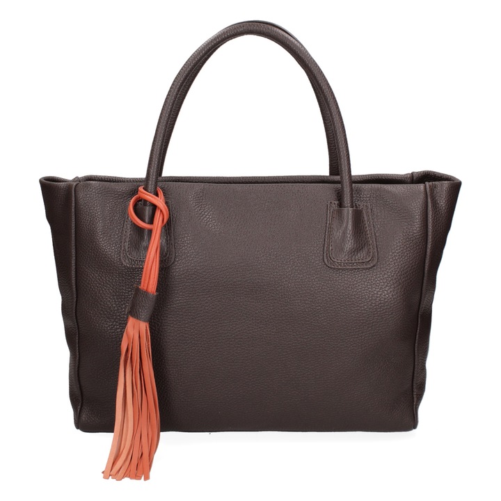 Gave Lux, Geanta tote de piele cu canaf 25471, Maro
