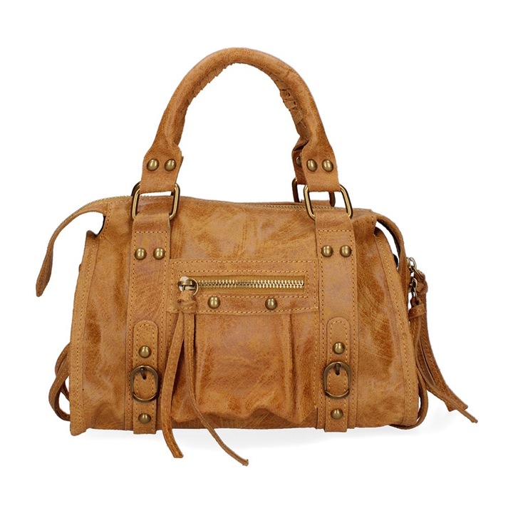 Gave Lux, Geanta din piele cu bareta de umar Erisia, Coniac