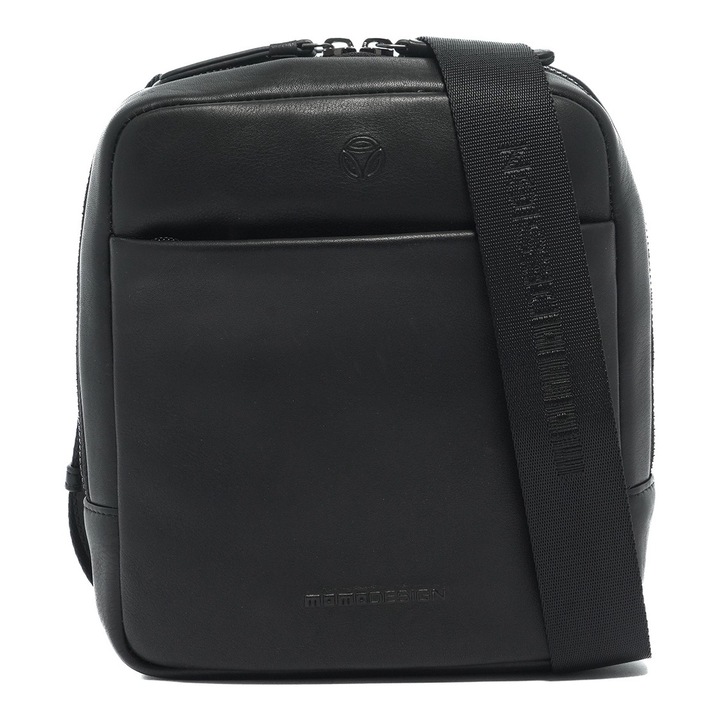 MOMO DESIGN, Geanta crossbody de piele cu buzunare exterioare, Negru