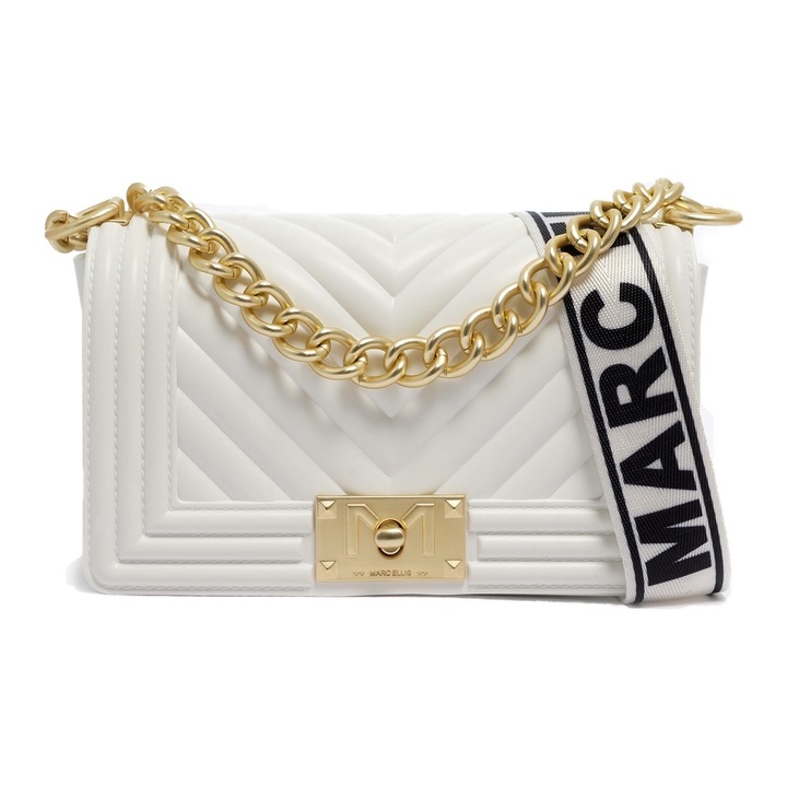 Marc ellis, Geanta de umar cu bareta din lant, Auriu, Alb