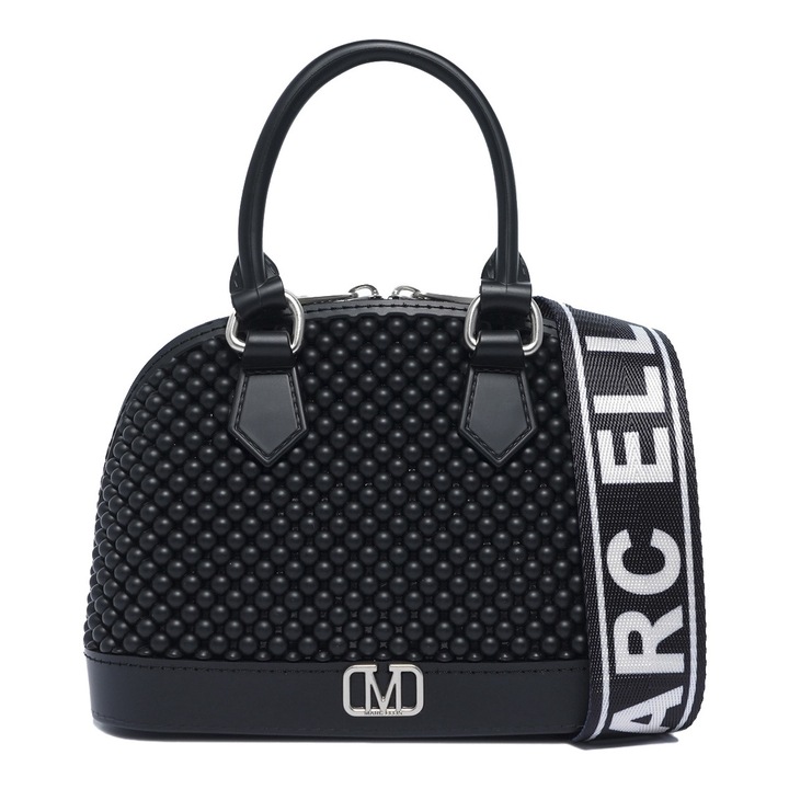 Marc ellis, Geanta matlasata de umar cu bareta logo, Negru, Argintiu