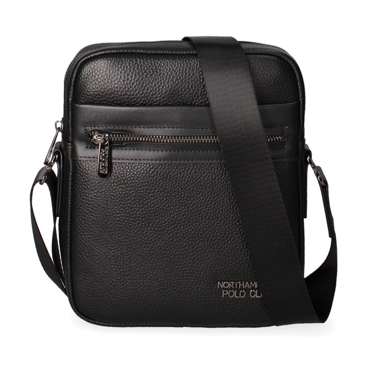 Northampton Polo Club, Geanta crossbody de piele, Negru