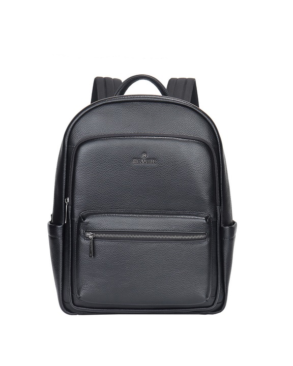 B Cavalli B, Rucsac unisex de piele cu buzunare multiple, Negru