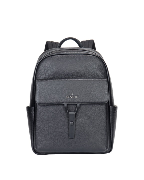B Cavalli B, Rucsac unisex de piele cu un compartiment pentru laptop, Negru