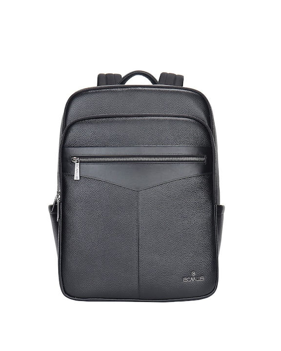 B Cavalli B, Rucsac unisex de piele cu compartimente multiple, Negru