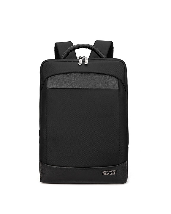 Northampton Polo Club, Rucsac unisex cu insertii de piele, Negru