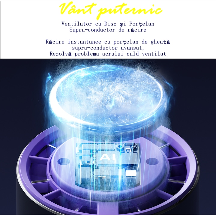 Ventilator de Mana Ultra-Compact CoolDiscMaster by VeReTech - Negru - imagine 2