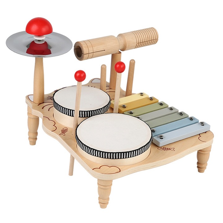 Set instrumente muzicale pentru copii, AllizBan®, din lemn, + 3 ani