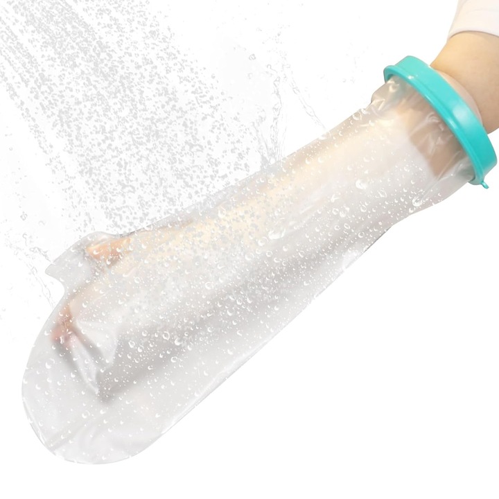 Capac de brat impermeabil pentru dus, Axroad Mall, Usor de pus si scos si curatat, Sigur si reutilizabil, Pentru a proteja partea ranita, Mentine bandajul uscat, PVC/Silicon, 570×255×155mm, Transparent