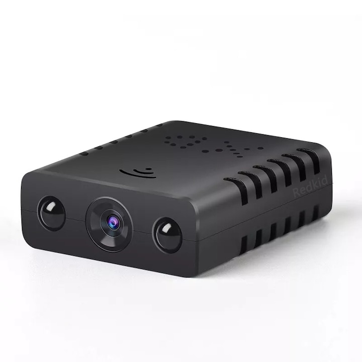 Mini vezeték nélküli WiFi infravörös rejtett kamera, Redkid®, FULL HD 1080P, éjszakai látás, hosszú akkumulátor-élettartam, hurokrögzítés, memóriakártya támogatás, USB interfész, 30 * 27 * 10 mm, fekete