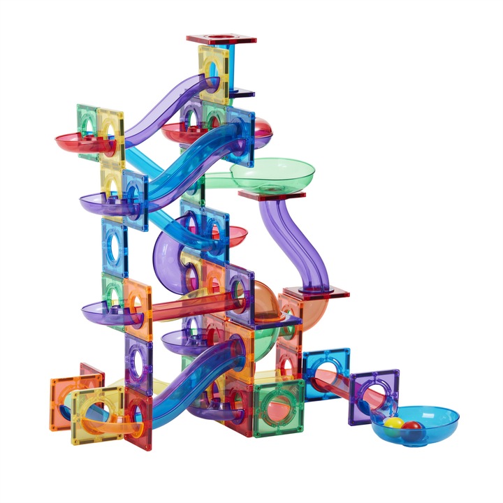 Learn & Grow Toys mágneses építőkészlet, Ball Run hosszabbító csomag, 88 db