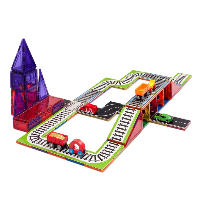 Learn & Grow Toys mágneses építőkészlet, 36 darabos vonatpálya csomag
