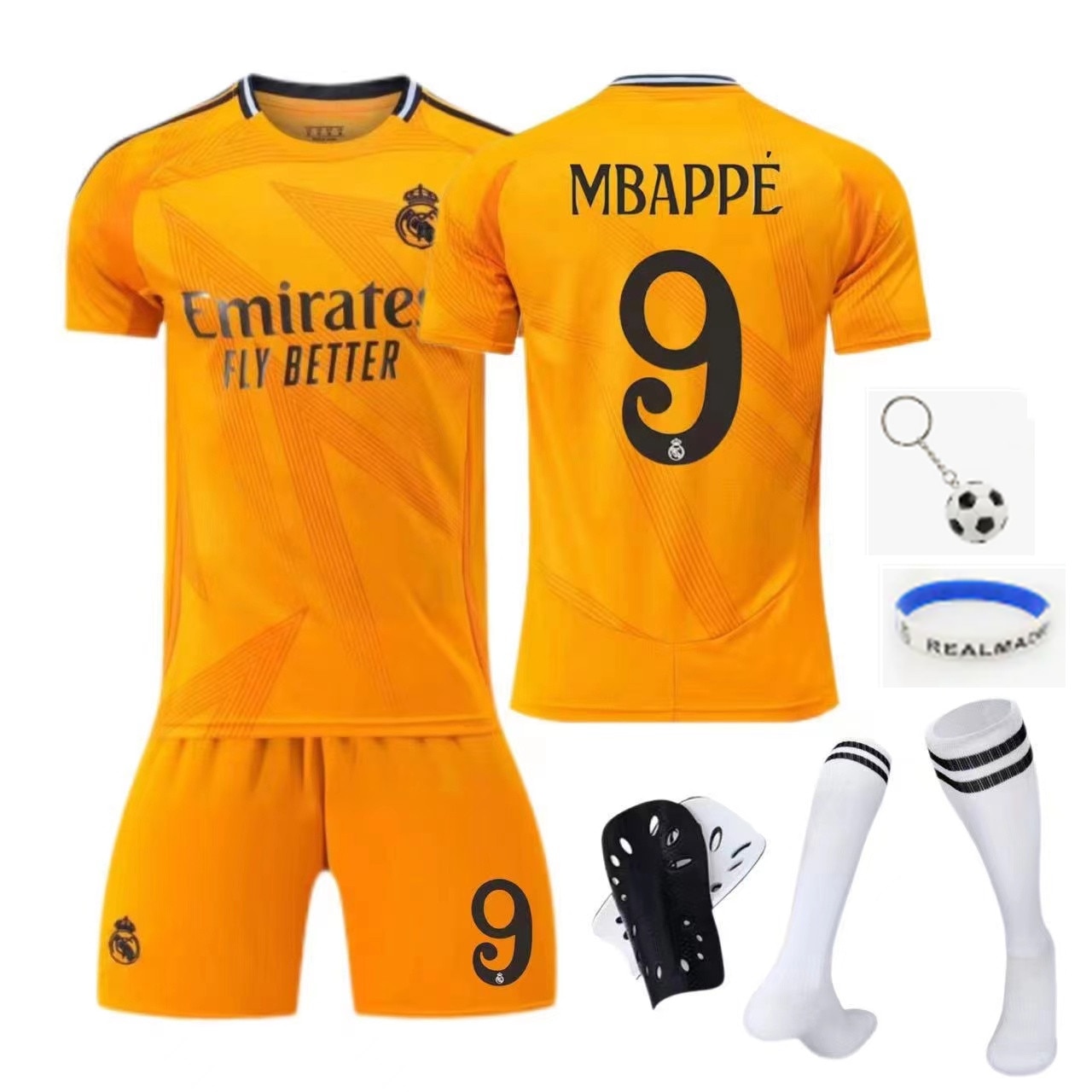 Mbappe #9 Player Version Orange Jersey 2024/2025 – Real Madrid UCL