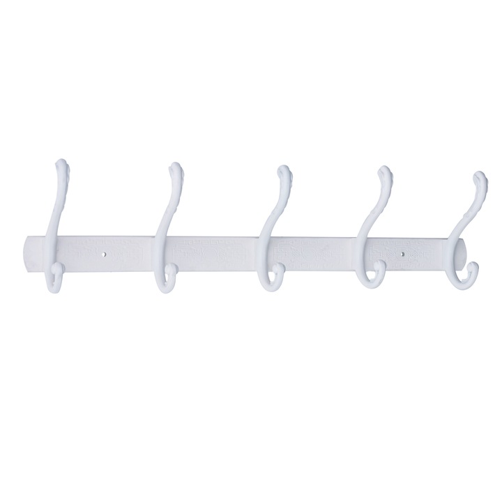 Cuier baie, cu cinci agatatori, alb