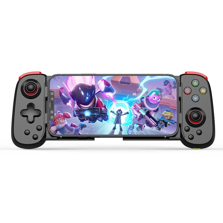 GamePad vezeték nélküli játékvezérlő Android telefonhoz, iOS-hez, PC-hez, PS-hez, Bluetooth 5.0, 400 mAh, fekete