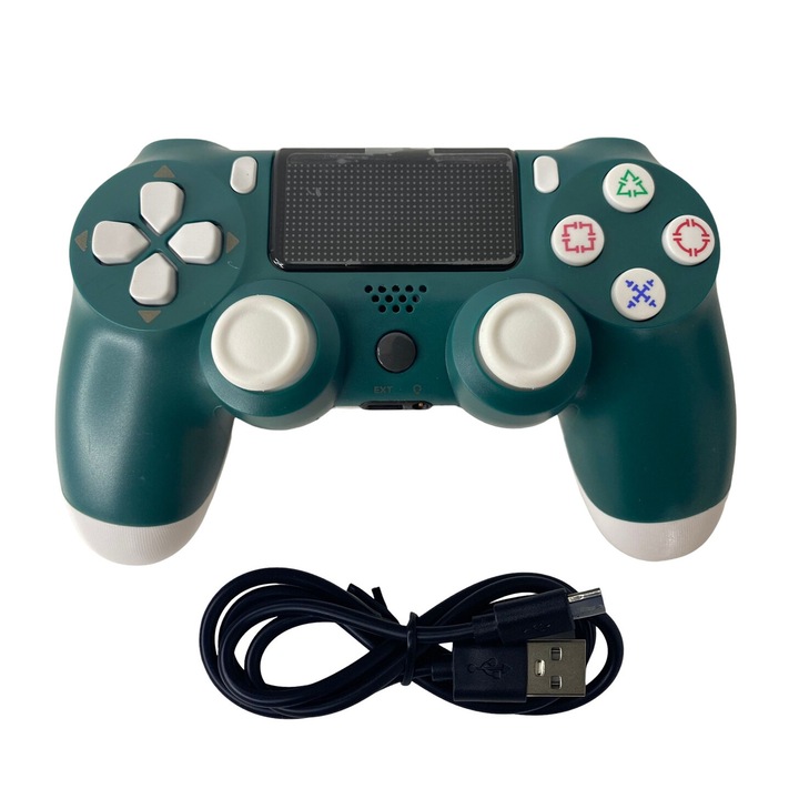 Doubleshock vezeték nélküli kontroller, PS4, PS-TV és PS Now, sorozat-kompatibilis, rezgéssel, töltőkábellel, zöld, HAPPY JOKER®