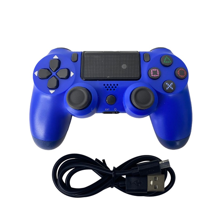 Doubleshock vezeték nélküli kontroller, PS4, PS-TV és PS Now, sorozat-kompatibilis, vibrációval, töltőkábellel, világoskék, HAPPY JOKER®