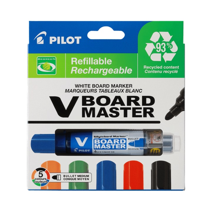 Комплект от 5 маркера за дъска Vboard Master Pilot 2.3 мм кръгъл връх