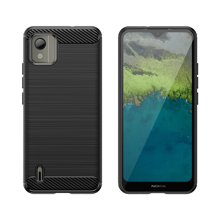 Husa phone Hurtel Carbon Case, protectie ridicata, negru, Nokia C110