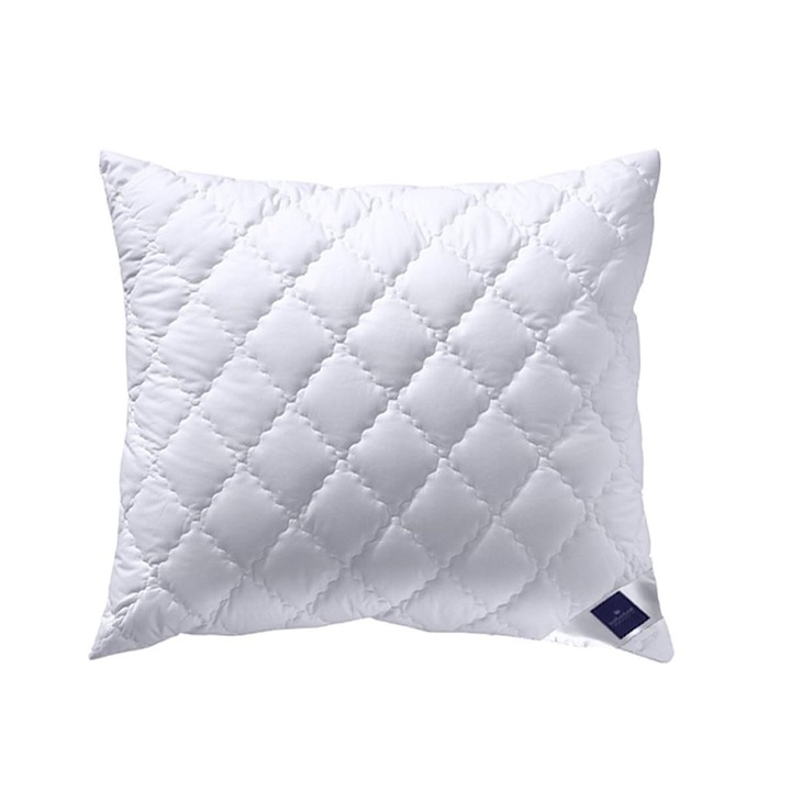 Perna clasica Billerbeck, Bamboo, 50x70 cm, compozitie 80% bile poliester si 20% bile bambus, husa 100% bumbac impletit cu fibre din bambus, fermitate medie, somn odihnitor, confort, lavabila, alb