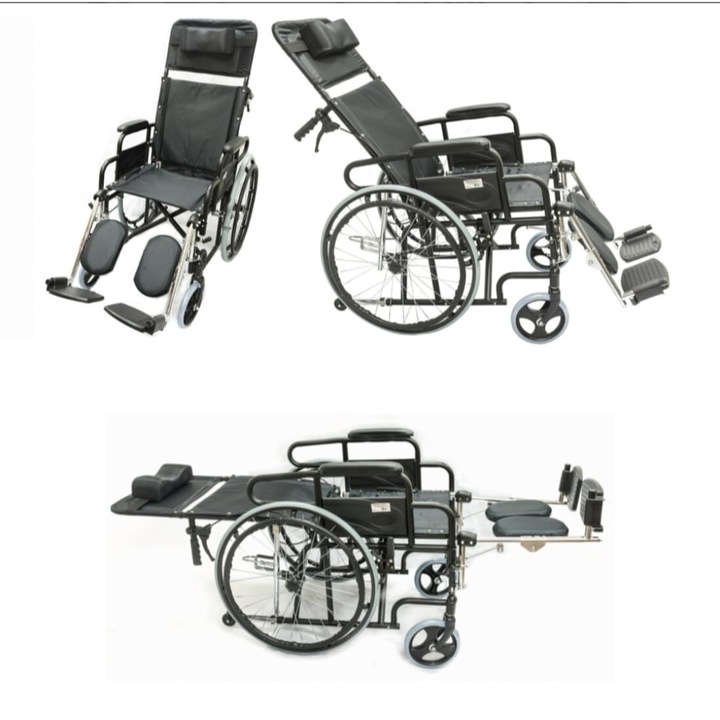 Scaun cu rotile reclinabil cu suport brate si picioare detasabil