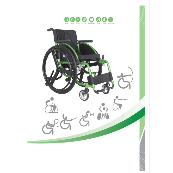 Scaun cu rotile sportiv pliabil proiectat special pentru persoanele active