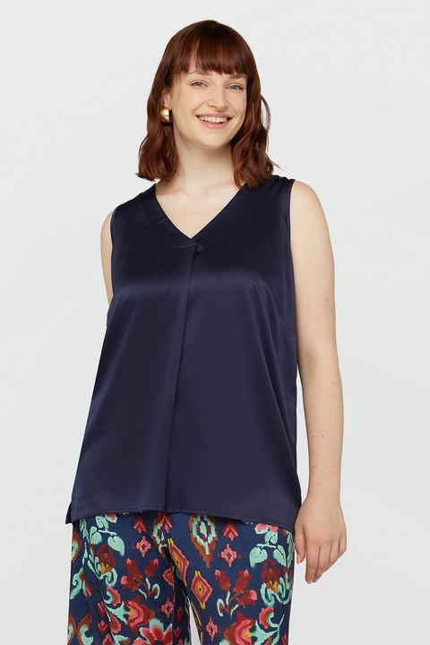 Fiorella Rubino, Bluza cu decolteu in V, fara maneci, Bleumarin, L