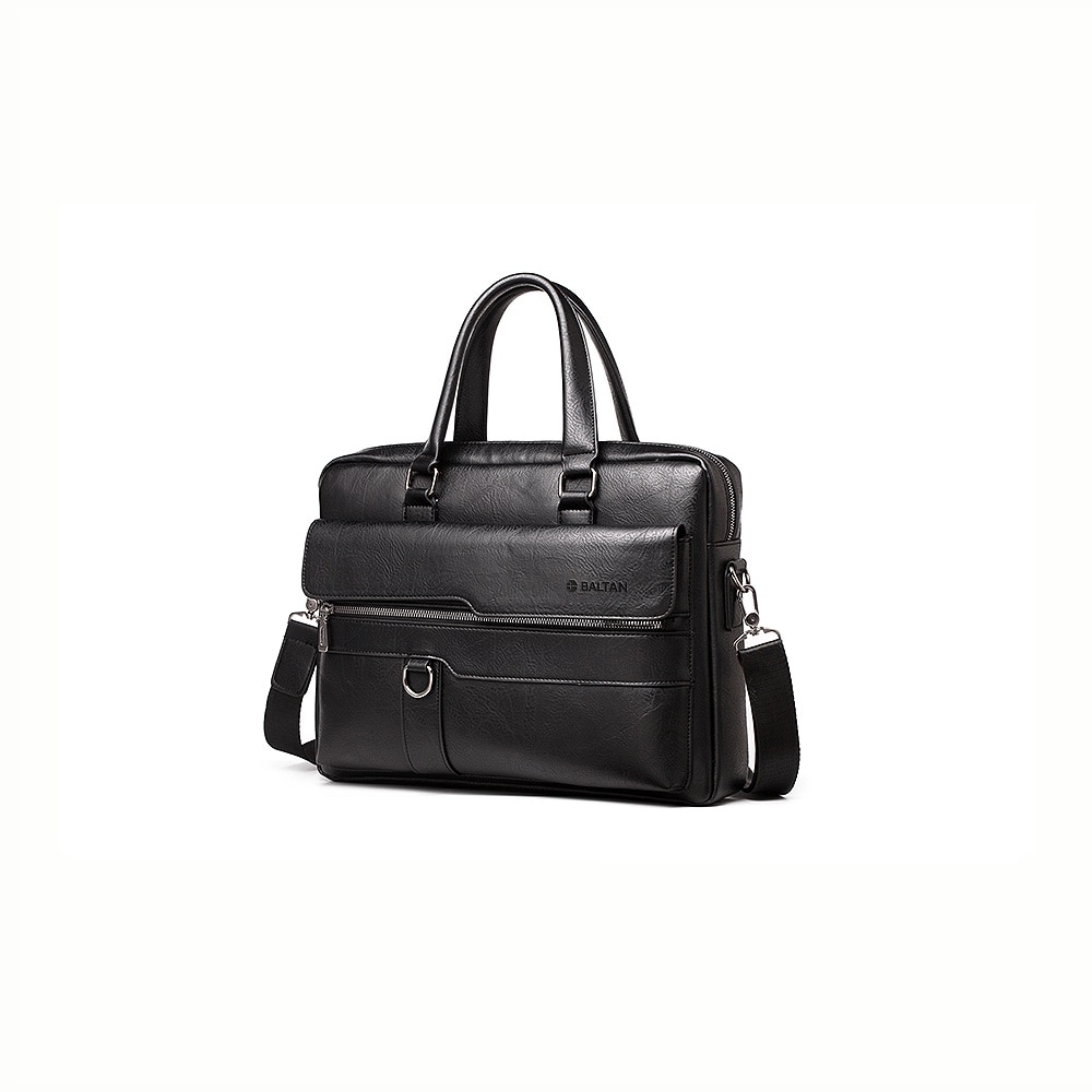 Geanta Business din Piele Ecologica Neagra, office, Laptop pana la 15.6 Inch