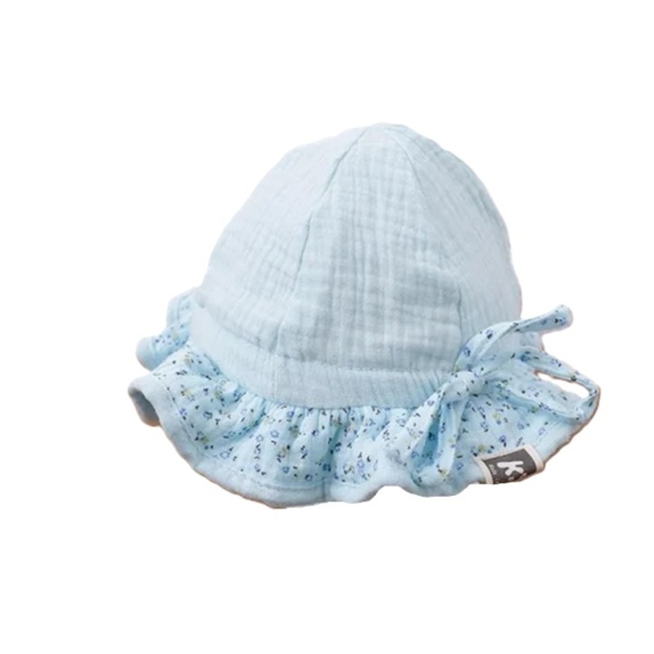 Palarie SuperBaby, Din Finet, Uni, Bumbac, Fete, Albastru Deschis, 0-3 luni