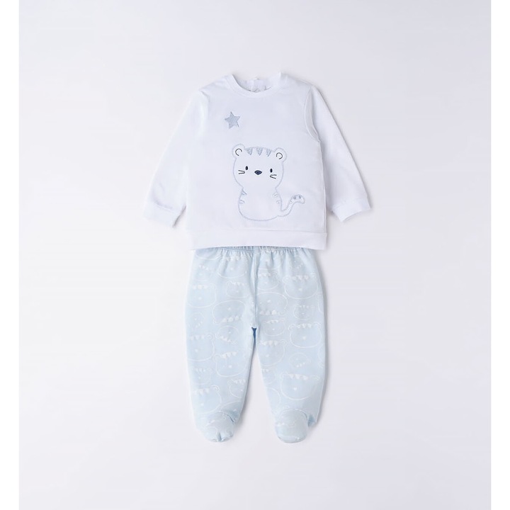 Комплект блуза и панталон за бебе I Do, 4.6050, Бяло/Синьо, 80-86 см