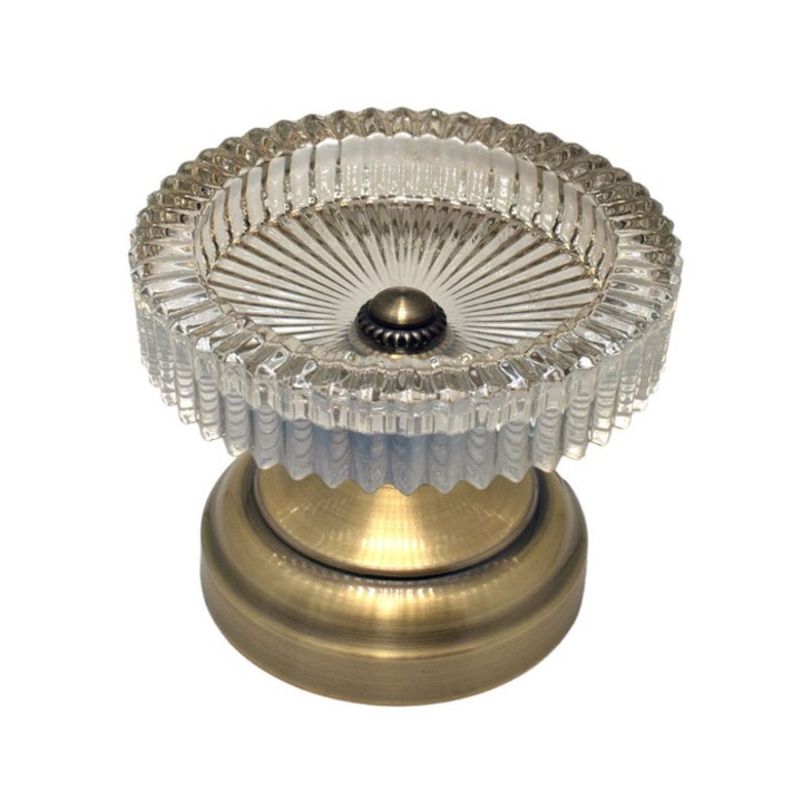 Üveg hamutartó, átlátszó, fém lábbal, 17 x 13 cm