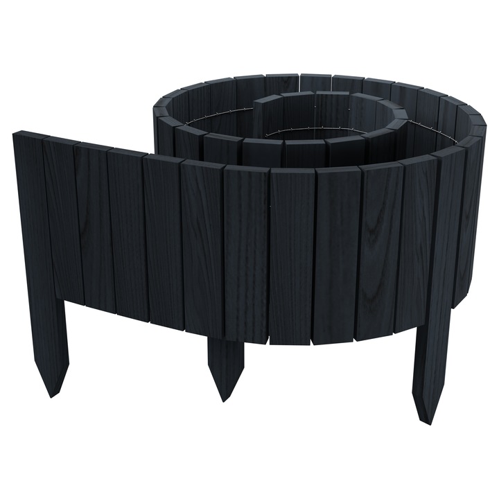 Palisada, Bordura de gradina din lemn, Floranica, 200 x 40 cm, antracit