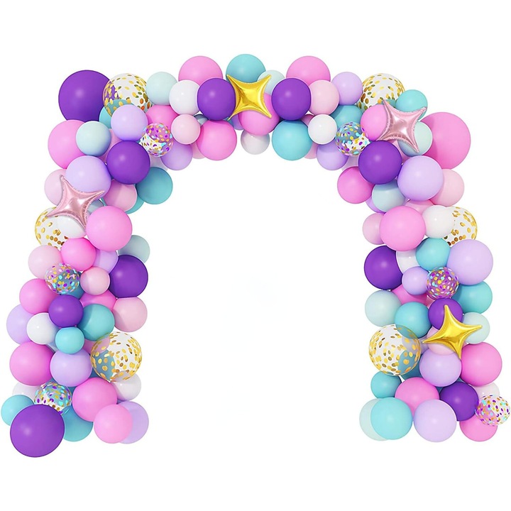 Set Decoratiuni pentru Petrecerea de Ziua de Nastere Balon Arc pentru Fete, Domnisoare, Doamne, Confetti, Nunta, Baby Shower, cu Instrumente Unicorn Unicorn 30 cm 138