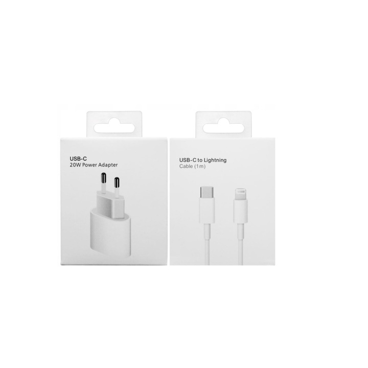 Hálózati töltőkészlet, 20 W-os, USB C - Lightning kábel, Apple iPhone 14-hez, 13, 12, 11, 1 m