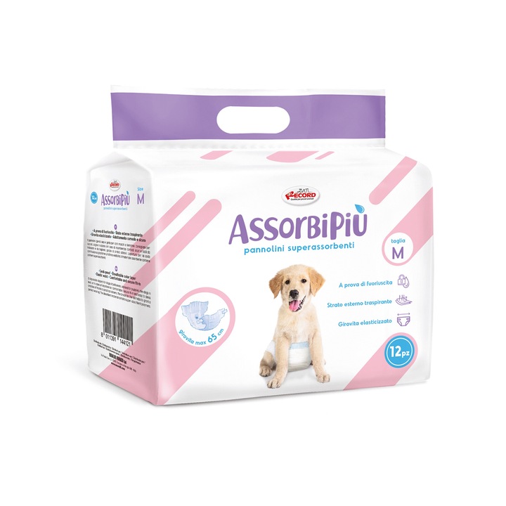 Scutece absorbante pentru caini, marime M, 12 buc