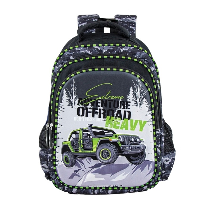 3D S-COOL ergonomikus iskolatáska, 38x35x20 cm, Offroad motívum