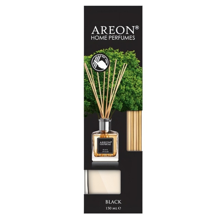 Odorizant camera cu betisoare, Areon, Black, lemn de santal + eucalipt, 150 ml