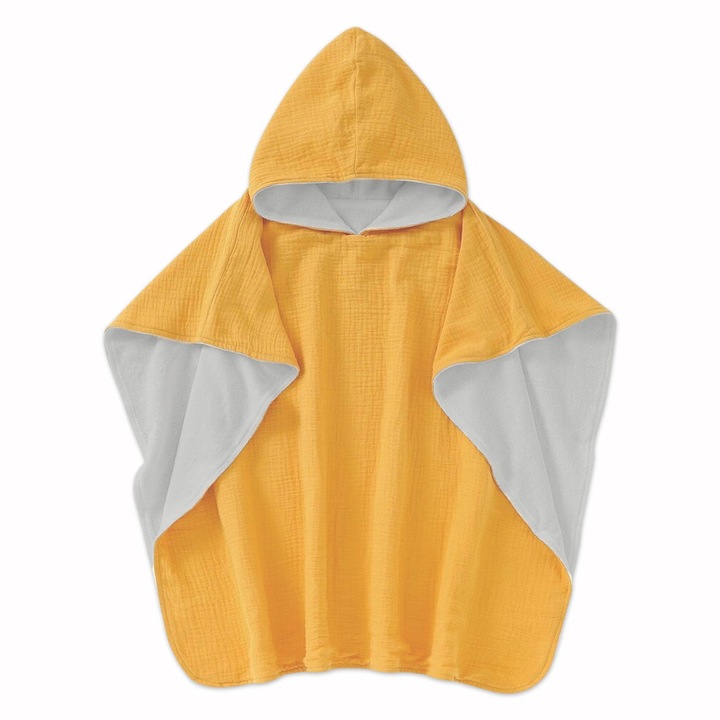 Плажна кърпа - Детско двойно пончо от муселин и скраб Kidizi®i 6-24 месеца Curry