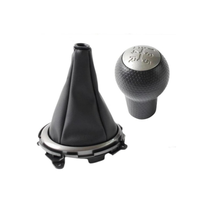 Sebességváltó gomb és szoknya készlet, 5 sebességes Honda Jazz Mk2 2007-2013 fekete/szürke