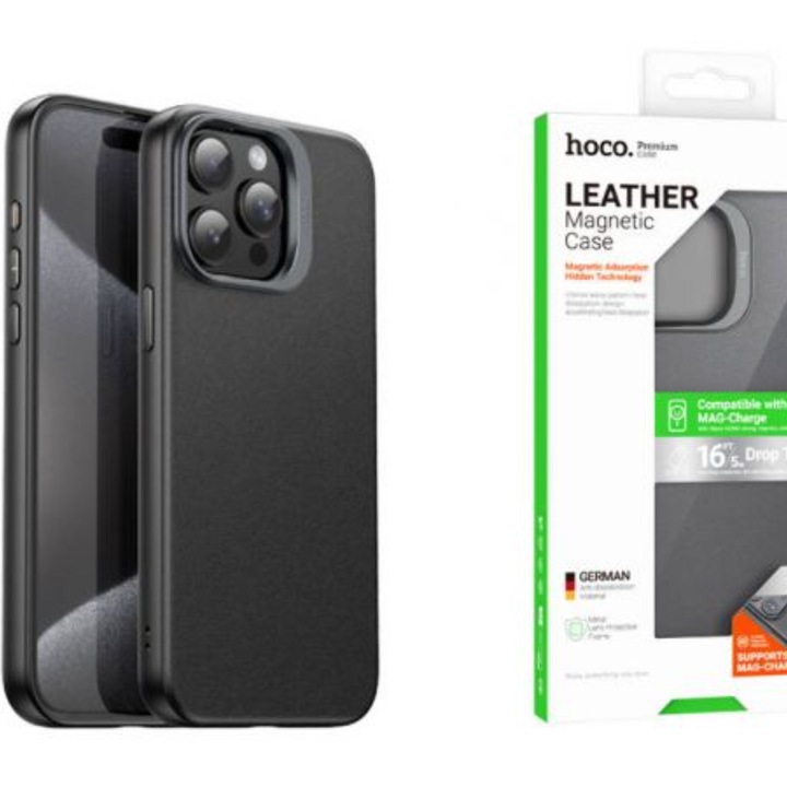 Кейс Hoco AS8 Amber съвместим с MagSafe за iPHONE 15 Pro Max, Черен