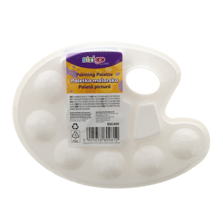 Палитра за рисуване, 10 отделения, бяла