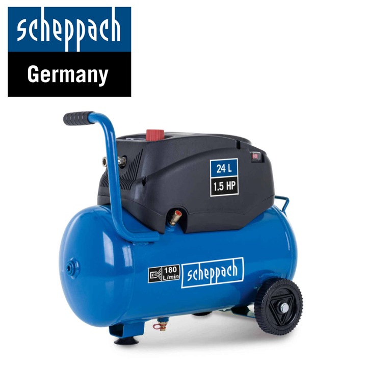 Компресор Scheppach, HC24x, 1200 W, 180 л/мин, 8 bar, Многоцветен