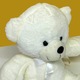 Ursulet de plus Tobi, cu fundita, Inaltime 24 cm, Alb