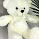 Ursulet de plus Tobi, cu fundita, Inaltime 24 cm, Alb