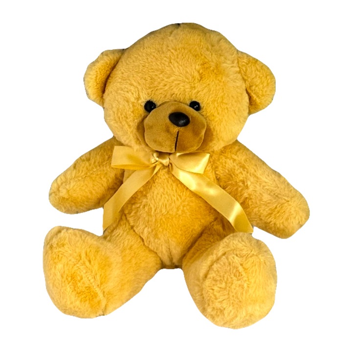 Ursulet de plus Tobi, cu fundita, Inaltime 24 cm, Crem