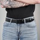 Curea pentru pantaloni din piele pentru barbati Brodrene OPM-08 Catarama neagra Latime 4 cm Latime Marime 90 Lungime 105 cm