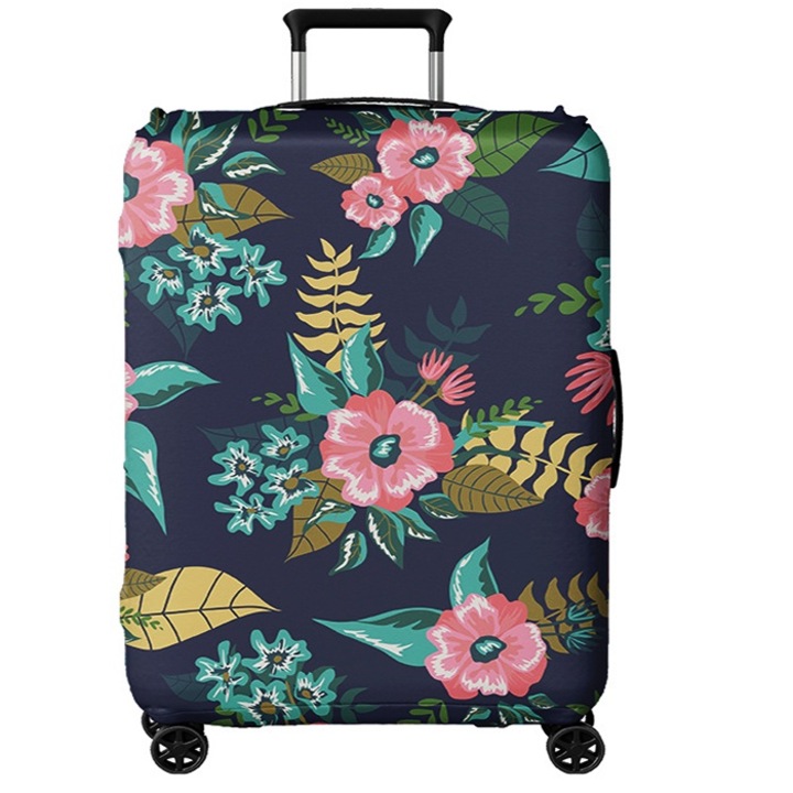 Husa elastica NINI pentru protectie Troler sau Valiza, Marimea S ajustabila, model INFLORAT AK4819