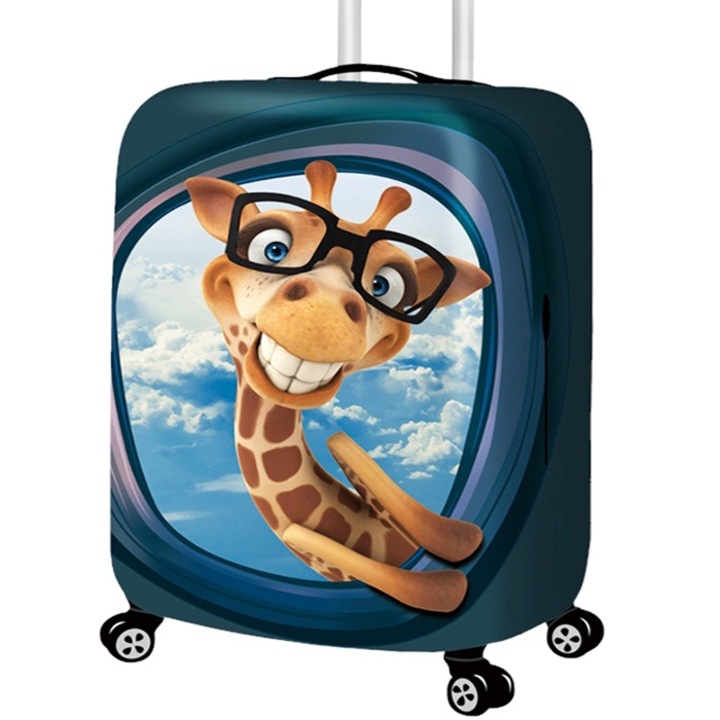 Husa elastica NINI pentru protectie Troler sau Valiza, Marimea L ajustabila, model GIRAFA AK4810