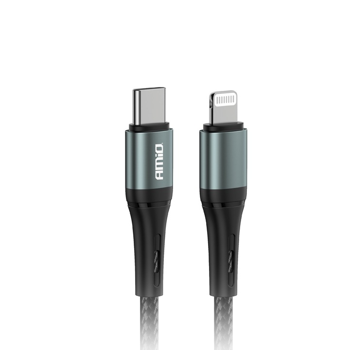 Töltőkábel USB Lightning Iphone-Type C FullLINK 20W 100cm szürke-fekete